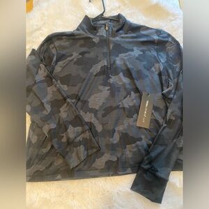 Yogalicious Lux Black Gray Camo Quarter Zip Sweater Women Size XL Cropped